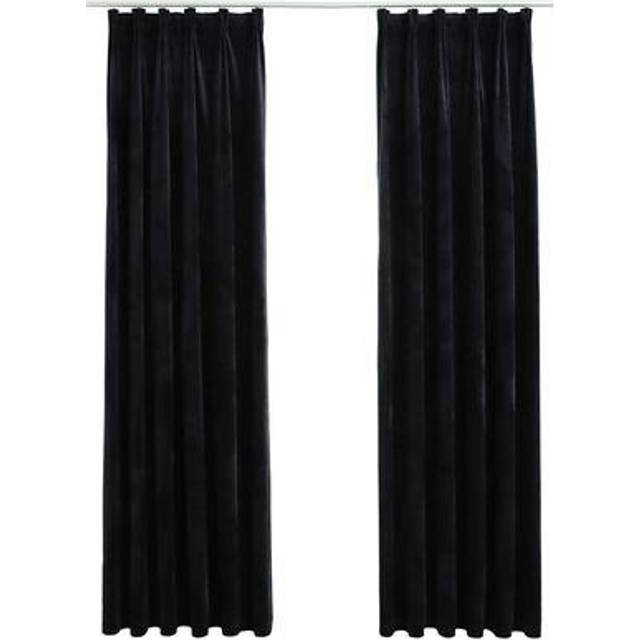 vidaXL Blackout Curtains 2 pcs with Hooks Velvet Cream 140x245 cm