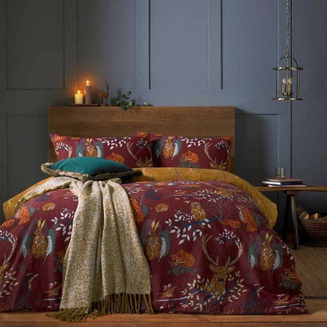 furn. Forest Fauna King Size Rust Duvet Set - Brown