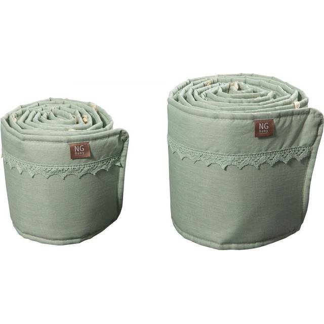 NG Baby spjälskydd 2 delar linne med spets, sage green