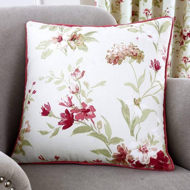 Dreams & Drapes Jeannie Filled Cushion 43cm x 43cm Red - Cream