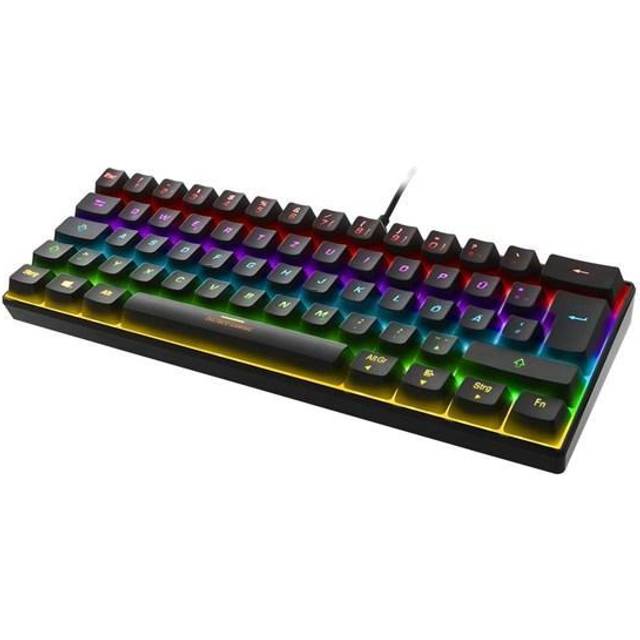 DELTACO GAMING DK430 – mekaniskt speltangentbord (RGB-belysning, 60%, röda brytare, tysk layout QWERTZ) – svart
