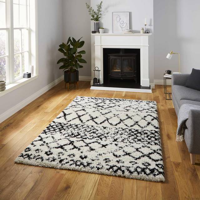 Think Rugs Scandi Berber White/Black Rectangle 200 x 290cm Polypropylene Berber G272, Cream