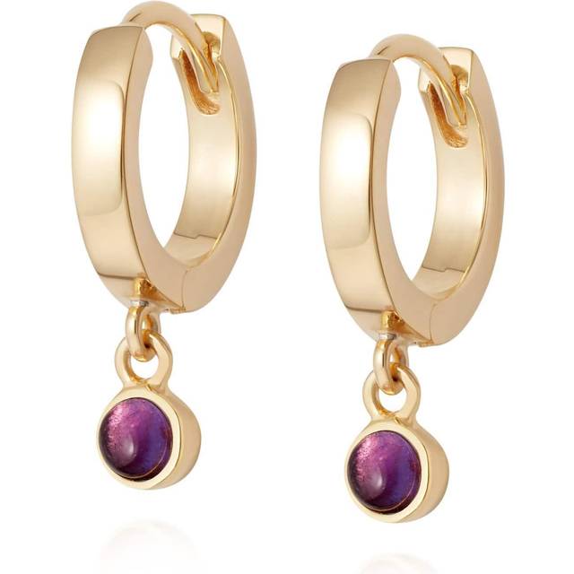 Amethyst Healing Huggie Hoops 18ct Gold Plate Earrings HE3002_GP