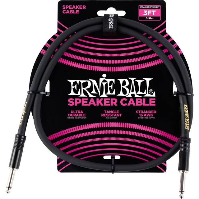 Ernie Ball P06071 3ft Straight-Straight Speaker Cable Black