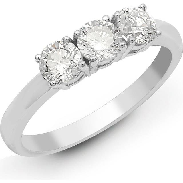 18ct White Gold 0.33ct Diamond 3 Stone Uniform Trilogy Ring 3.5mm - 18R945-033 - Q