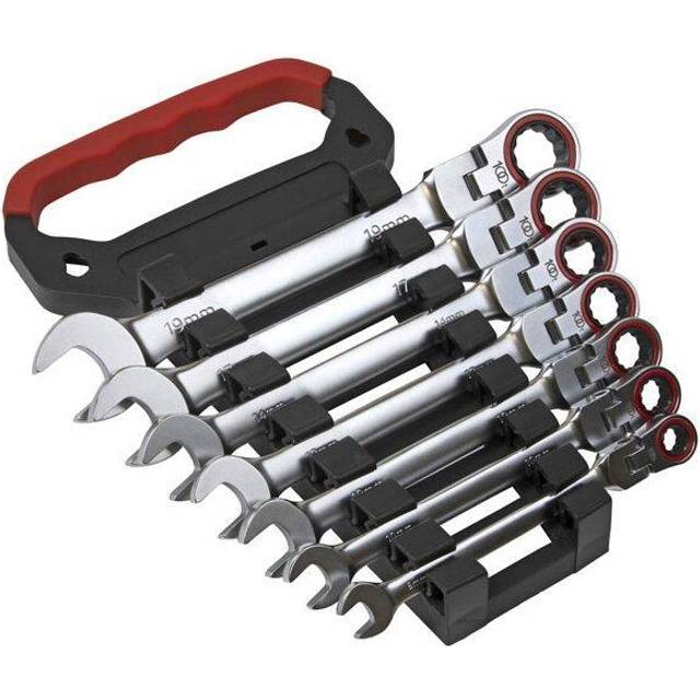 Sealey AK63943 Flexi-Head Ratchet Combination Spanner Set 7pc Metric