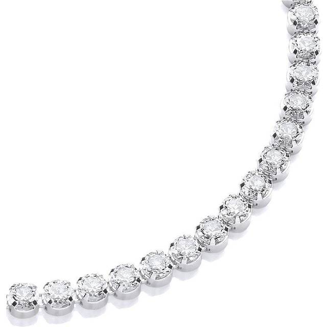 Jewelco London Ladies Sterling Silver Cubic Zirconia 4 Claw Classic Line Tennis Bracelet 4mm - GVB414