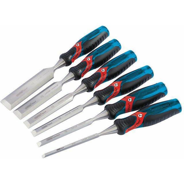 Draper 70419 -140mm soft grip 'pound thru' bevel edge wood chisel set of 6 piece