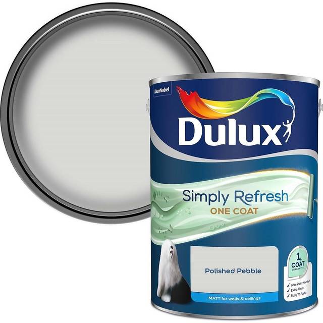 Dulux Simply Refresh One Coat Matt Emulsion Paint - Polished Pebble - 5L - Greys