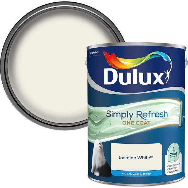 Dulux Simply Refresh One Coat Matt Emulsion Paint - Jasmine White - 5L - Whites