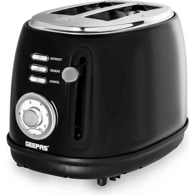 Two-Slice Black and Silver Toaster With Browning Control