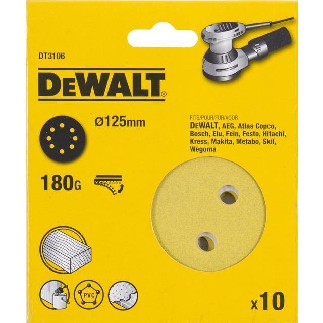Slipband DeWalt DT3106-QZ; K180; 125 mm; 10 st.