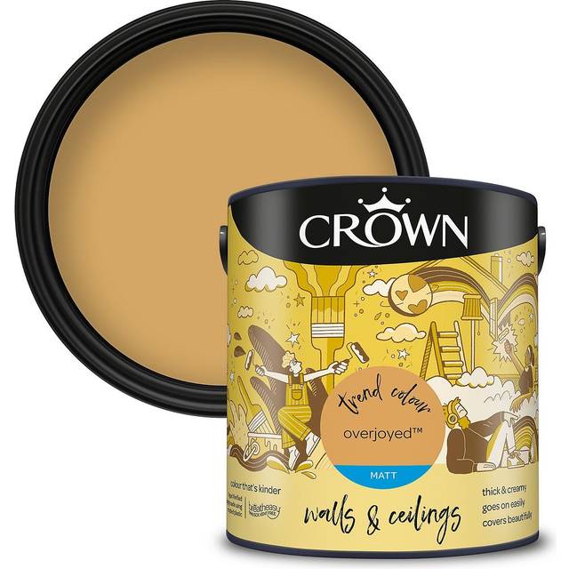 Crown Walls & Ceilings Overjoyed Matt Emulsion Paint 2.5L - Yellow