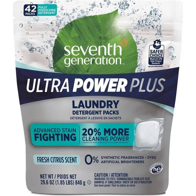 Seventh Generation  Laundry Detergent Packs  Ultra Power +  Clean Scent  42 Packs  29.6 oz (840 g)