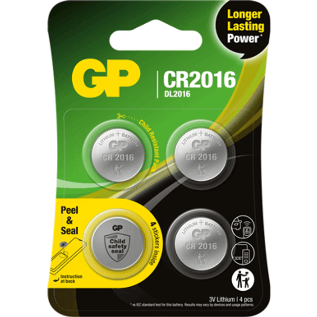 GP Knappcell Litium CR2016 4-pack