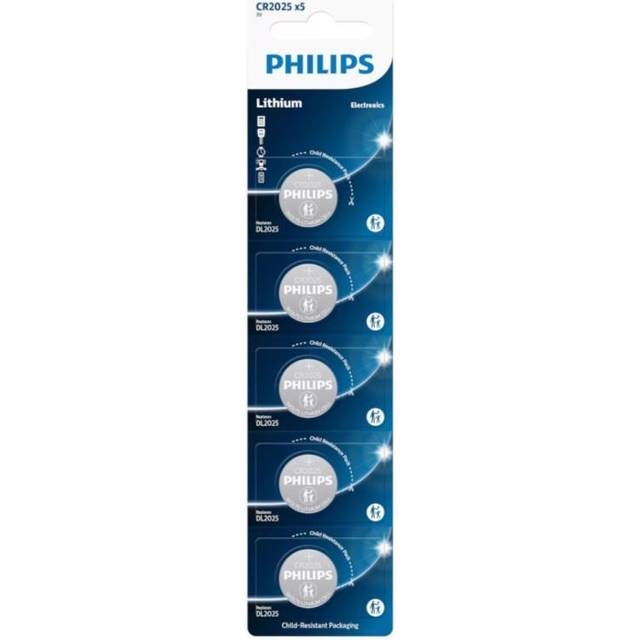 Philips Knappcell CR 2025 3 V 5 st Litium Minicells