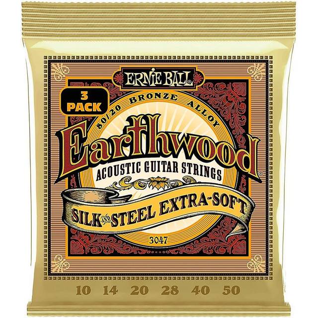 Ernie Ball Earthwood Silk and Steel Extra Soft Acoustic Guitar Strings 3-pack  10-50 Gauge (P03047)