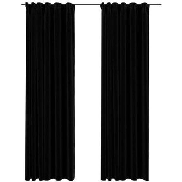 vidaXL Linen-Look Blackout Curtains with Hooks 2 pcs Anthracite 140x245 cm