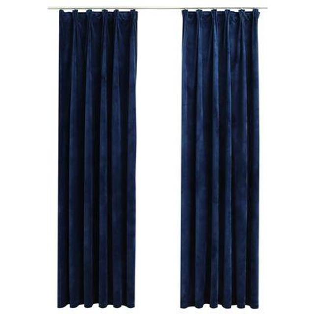 vidaXL Blackout Curtains 2 pcs with Hooks Velvet Beige 140x225 cm