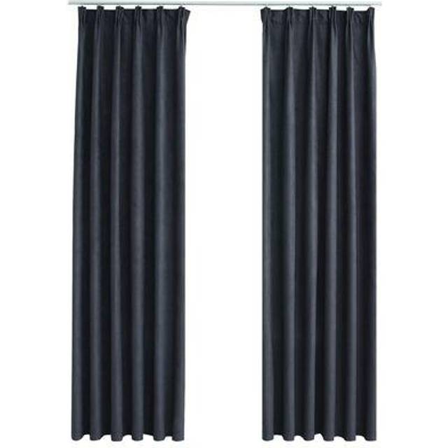 Mörkläggningsgardiner med krokar 2 st gråvit 140x245 cm