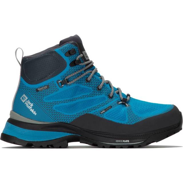 Jack Wolfskin Men's Force Striker Texapore MID M Walking Shoe, Blue/Lime, 8 UK