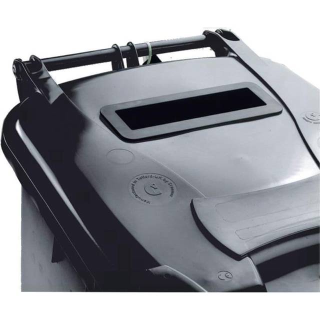 120L Wheelie Bin with Confidential Waste Paper Slot on Lid with Lock - Grey