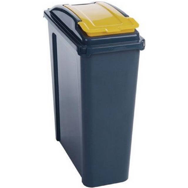 25 Litre Recycling Bin With Yellow Lid - 510 x 190 x 400mm