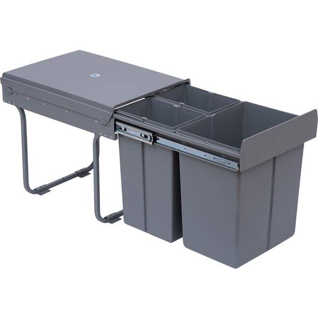 HOMCOM 40L Sorter Kitchen Recycle Waste Bin - Grey, Grey
