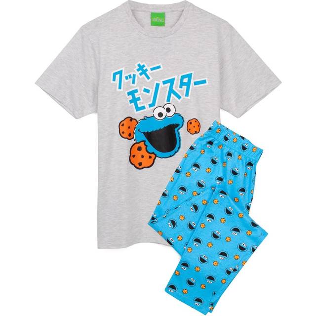 Sesame Street Mens Cookie Monster Pyjamas Set L blå