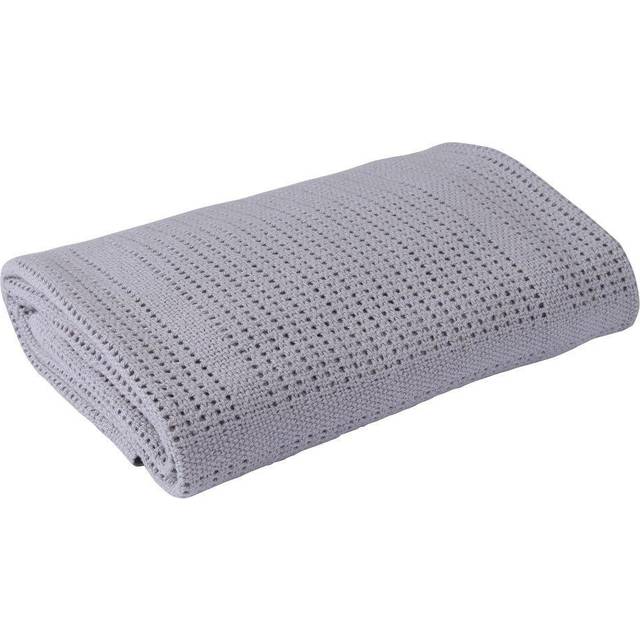 Clair de Lune Cot Size Cellular Cotton Blanket - Grey
