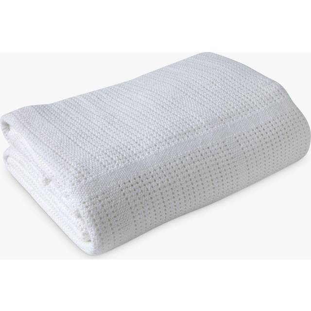 Clair de Lune Cot Size Cellular Cotton Blanket - White