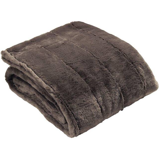 Paoletti Empress Taupe Large Faux Fur Throw 140 x 200cm - Grey - 200 x 140cm