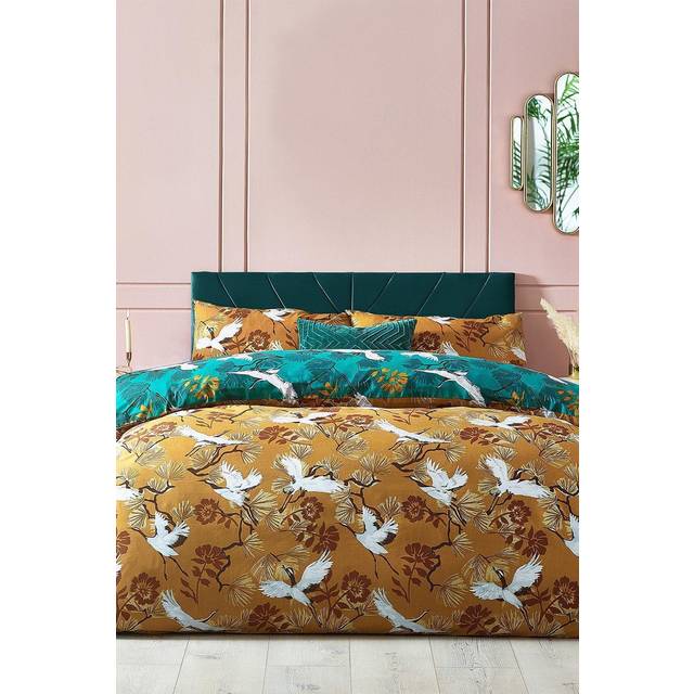 Furn Demoiselle Tropical Single Duvet Cover Bedding Set Mustard - Yellow/Ochre