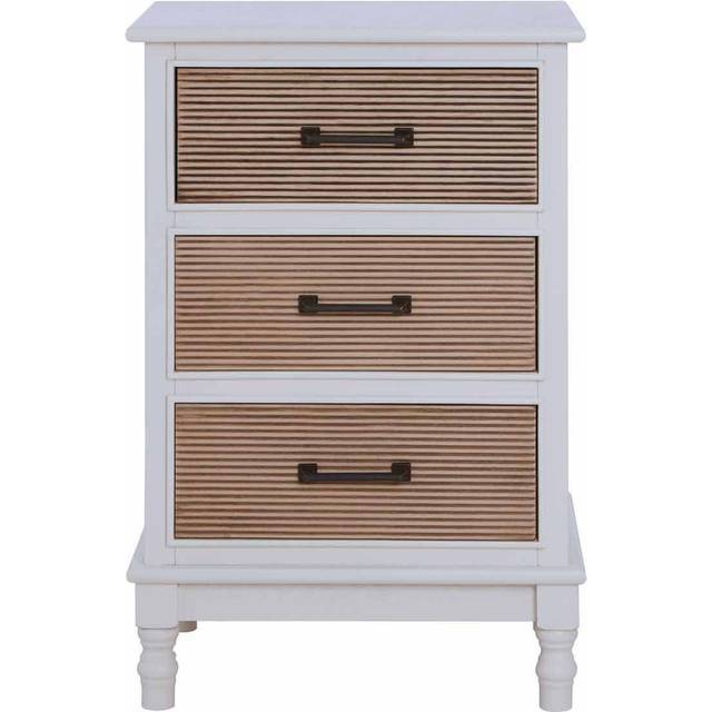 3 Drawer White Chest Dresser, Renewable Pine Wood End Table, Shaker-Inspired Design with Contrasting Drawers - One Size
