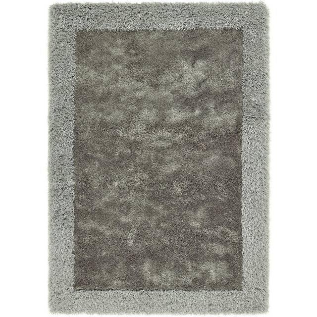 Origins - Shimmer Shaggy Border Rug - Silver - 80 X 150