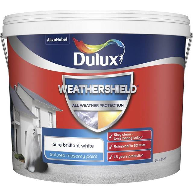 Weathershield Textured Masonry Paint, 10L, Pure Brilliant White