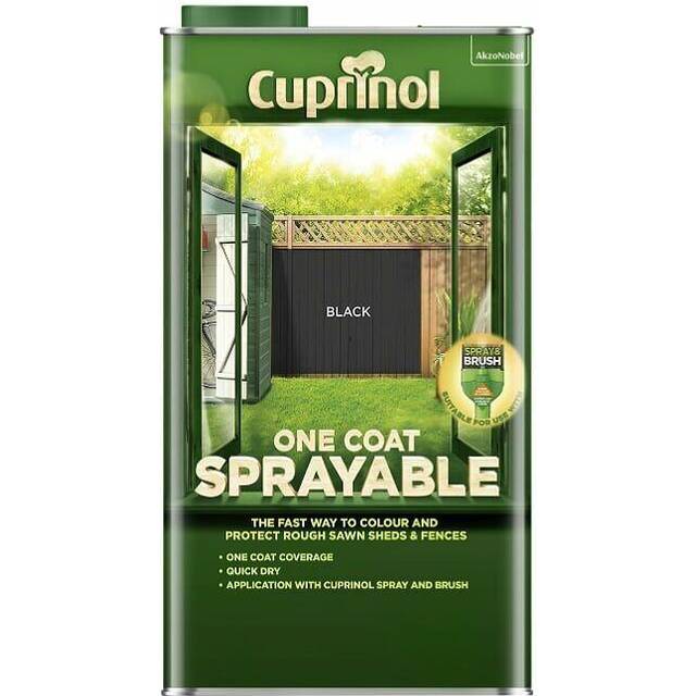 Cuprinol One Coat Sprayable Fence Treatment, Black 5L, Shed and Fence, Stains, Shed Stain, Fence Stain