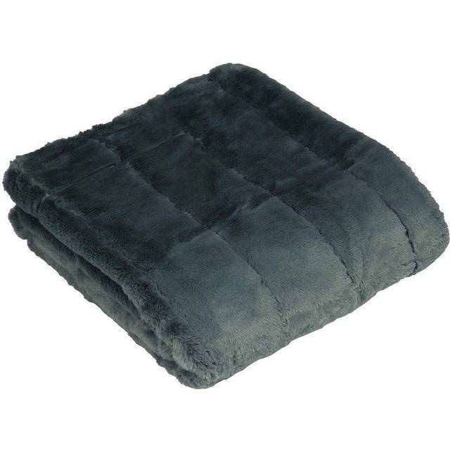 Paoletti Empress Charcoal Large Faux Fur Throw 140 x 200cm - Grey - 200 x 140cm
