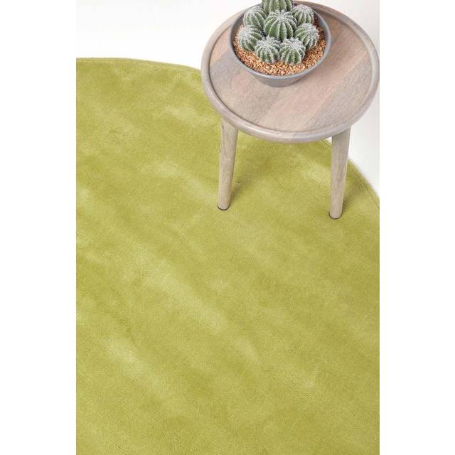 Hand Tufted Plain Cotton Green Large Round Rug, 70 cm Diameter