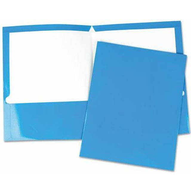 Universal Office Products UNV56419 LTR Two-Pocket Portfolios, Blue - Pack of 25