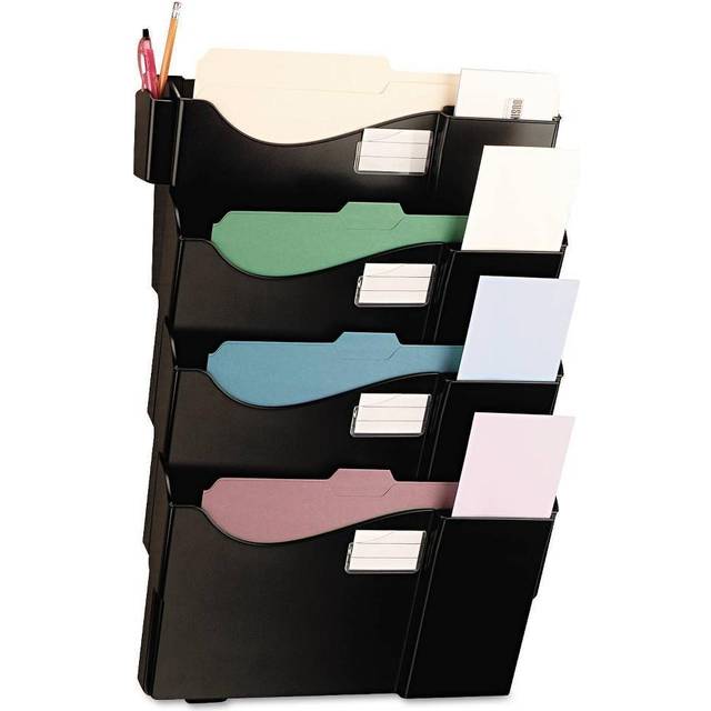 Universal 08137 Grande Central Filing System- 4 Pocket- Wall Mount- Plastic- Black