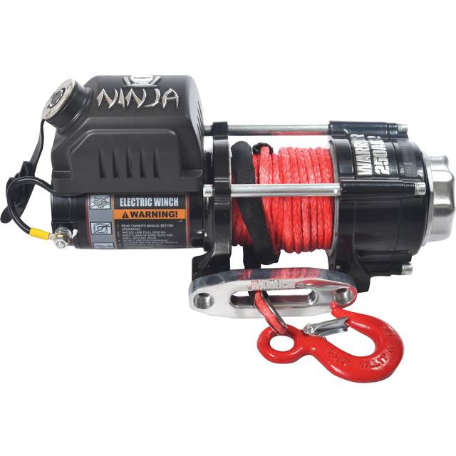Warrior ninja electric winch 2500lb 12v synthetic rope atv remote control boat