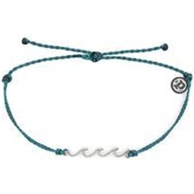 Delicate Wave Silver Bracelet in Mediterranean Green - One Size