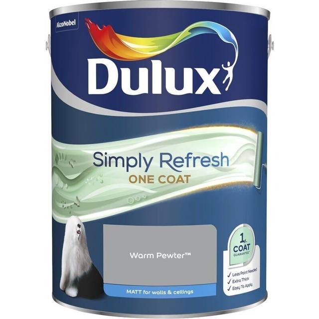 Dulux Simply Refresh One Coat Matt Emulsion Paint - Warm Pewter - 5L - Greys