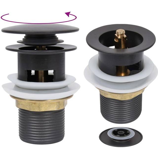vidaXL Push Drain with Overflow Function Grey 6.4x6.4x9.1 cm