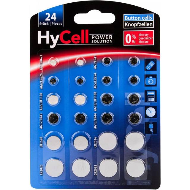 Hycell alkaline & lithium button cells [assorted multipack of 24]
