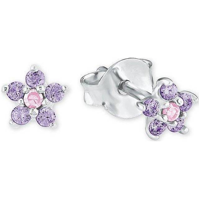 Prinzessin Lillifee Örhängen Örhängen, med Zirconia synth., 0,5 cm, Lila, Stjärna, Kommer i smycken presentförpackning, 2021109