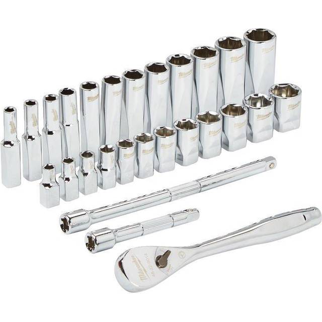 Milwaukee 1/4 Drive 28pc Ratchet+Socket Set Metric