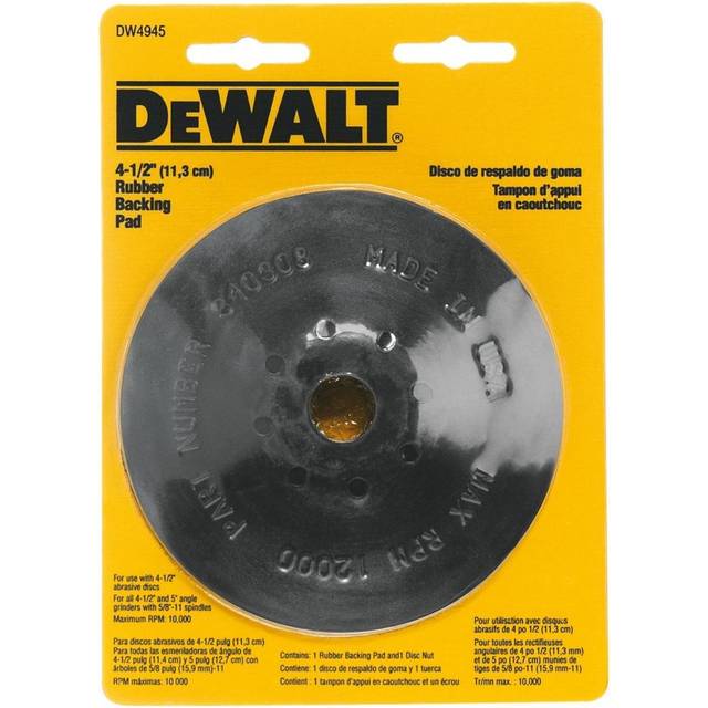 "DeWalt DW4945 4-1/2"""""""" Steel Reinforced Rubber Backing Pad with 5/8""""""""-11 Locking Nut"