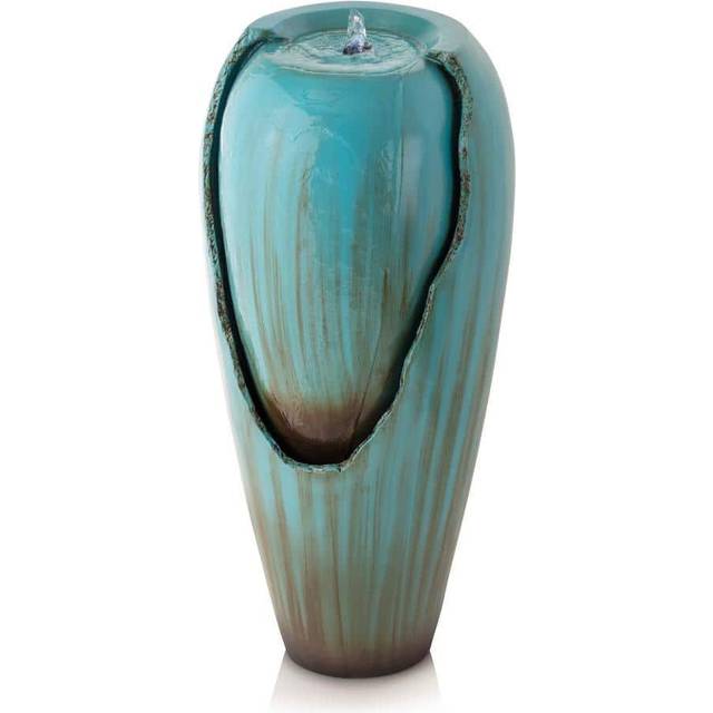 Alpine Corporation 84 cm Tall Water Jar Fountain with LED Light, Turquoise